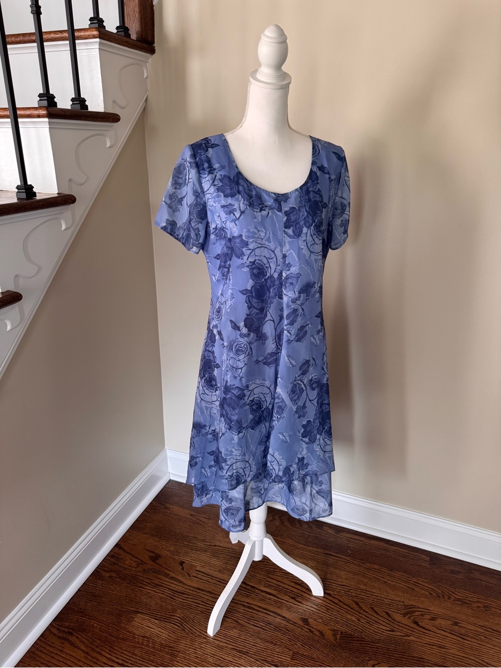 NWT Blue Floral Scoop-Neck Dress